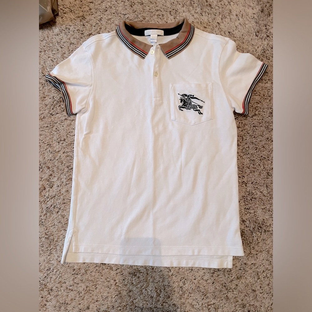 Burberry Boys cotton Pique shirt. Size 12. Worn once. Color white